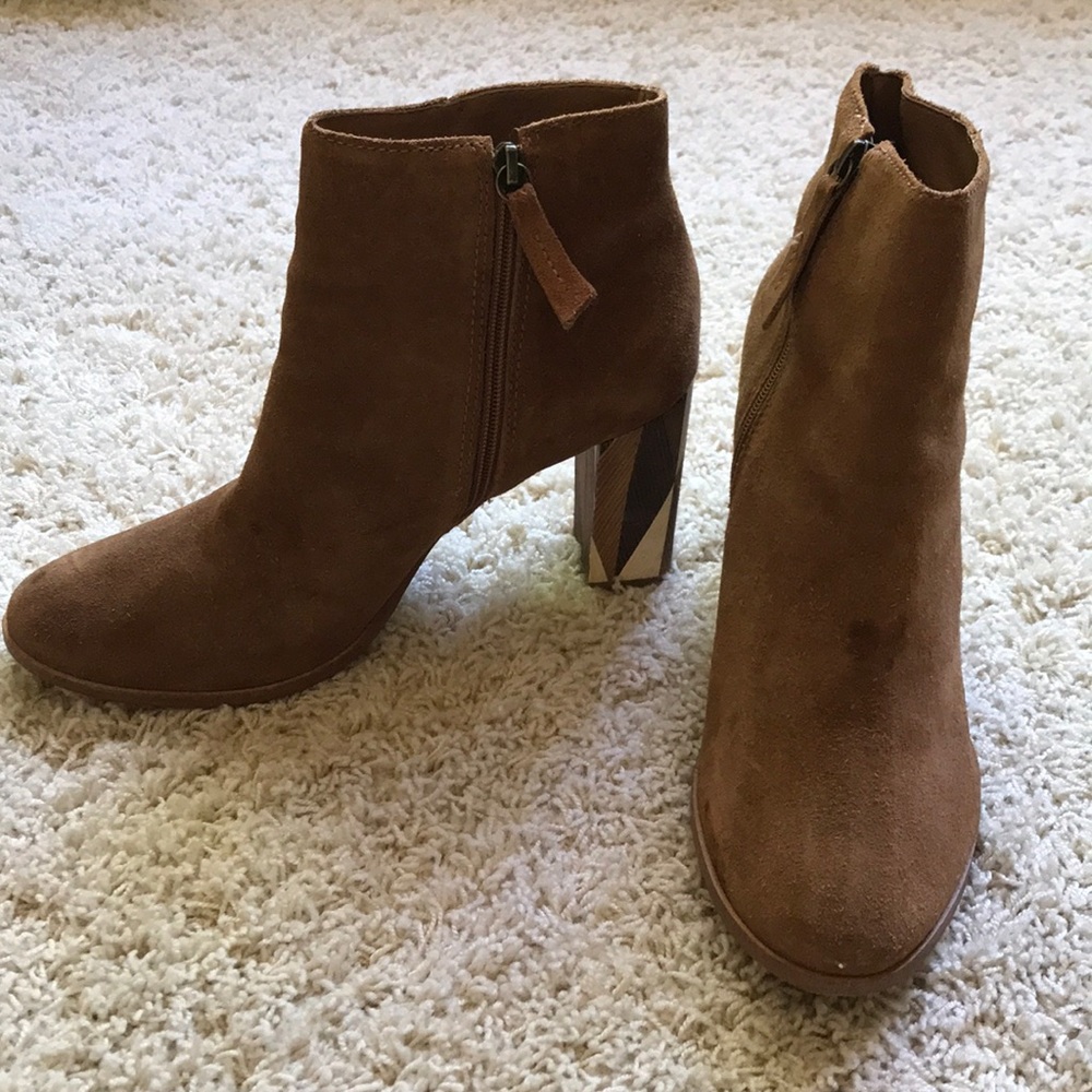 Matisse Tan Suede Block Printed Heel Bootie